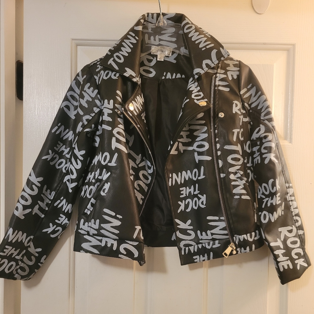 Kids black faux leather jacket